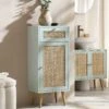 Frances Woven Rattan 1-Door Bathroom Cabinet, Mint 2 Frances Woven Rattan 1-Door Bathroom Cabinet, Mint -FINZ Furniture Shop FT BAC 01 SAGE main