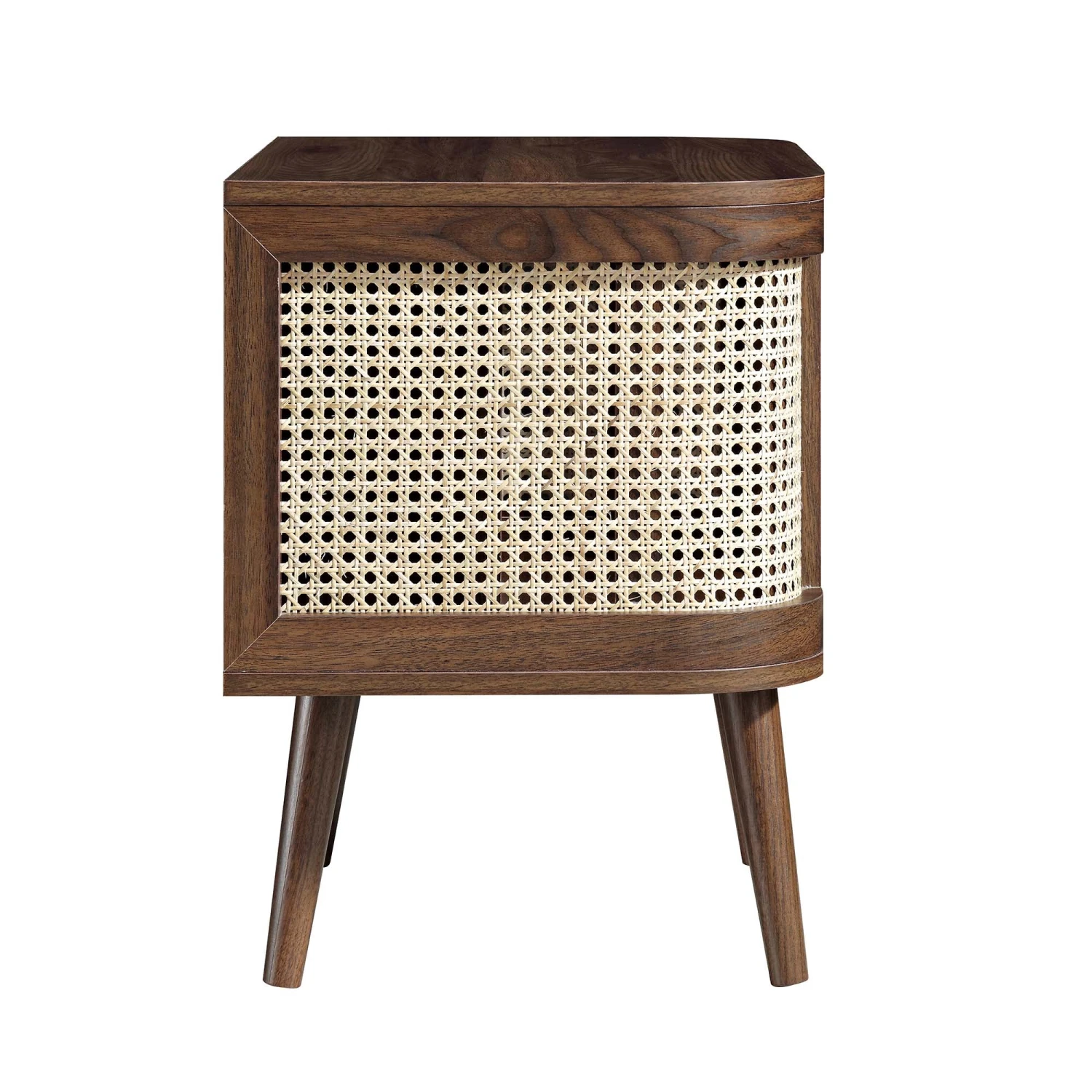 Izzy Curved Rattan Bedside Table, Walnut 10 Izzy Curved Rattan Bedside Table, Walnut - Image 8