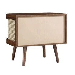 Izzy Curved Rattan Bedside Table, Walnut 22 Izzy Curved Rattan Bedside Table, Walnut -FINZ Furniture Shop FT BST 04 WALN WB5