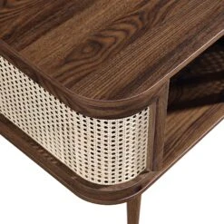 Izzy Curved Rattan Bedside Table, Walnut 23 Izzy Curved Rattan Bedside Table, Walnut -FINZ Furniture Shop FT BST 04 WALN detail1