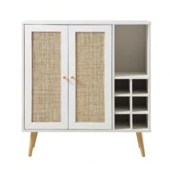 Frances Woven Rattan Drinks Cabinet, White 15 Frances Woven Rattan Drinks Cabinet, White -FINZ Furniture Shop FT CAB 02 WHITE WB1