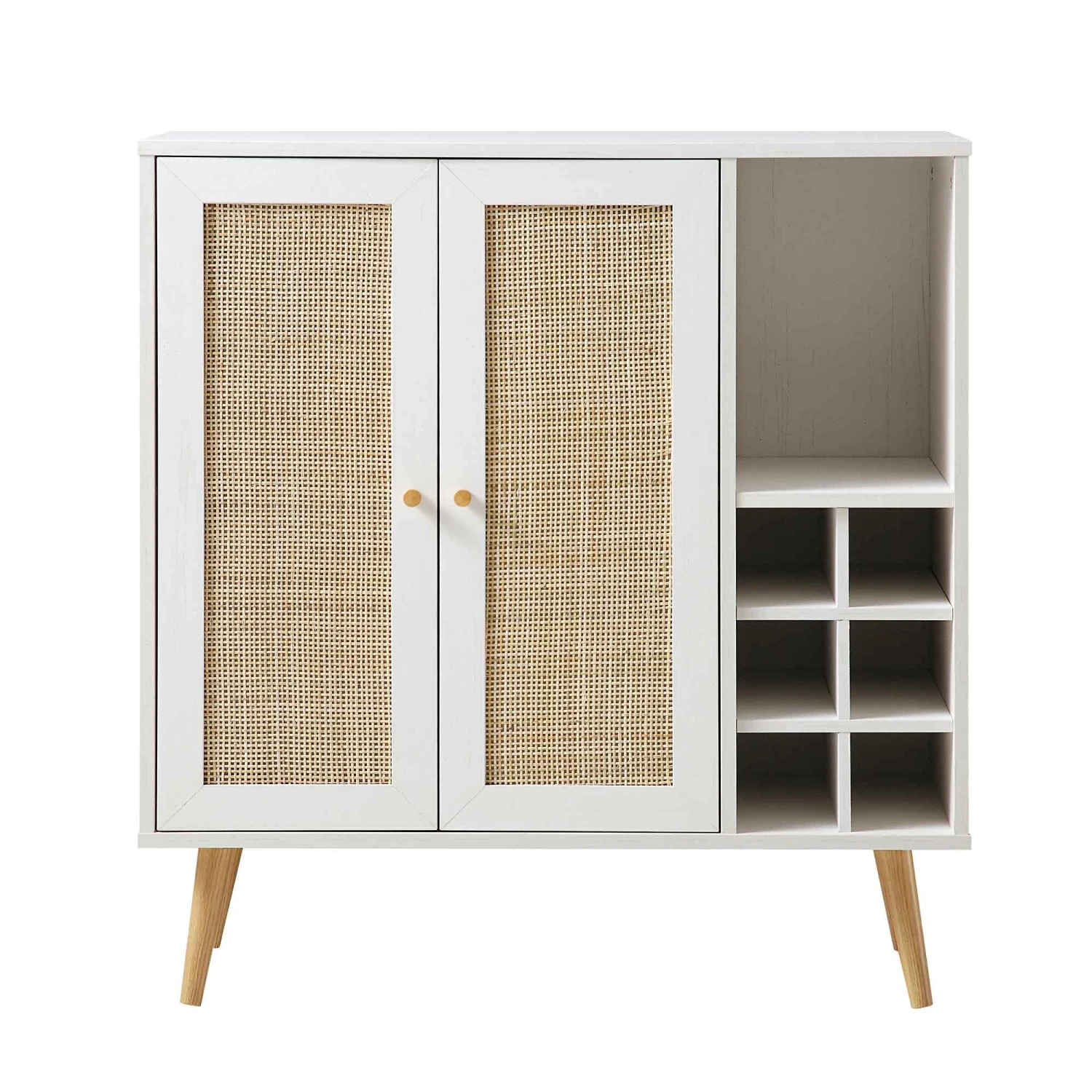 Frances Woven Rattan Drinks Cabinet, White 5 Frances Woven Rattan Drinks Cabinet, White - Image 3