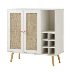 Frances Woven Rattan Drinks Cabinet, White 16 Frances Woven Rattan Drinks Cabinet, White -FINZ Furniture Shop FT CAB 02 WHITE WB2