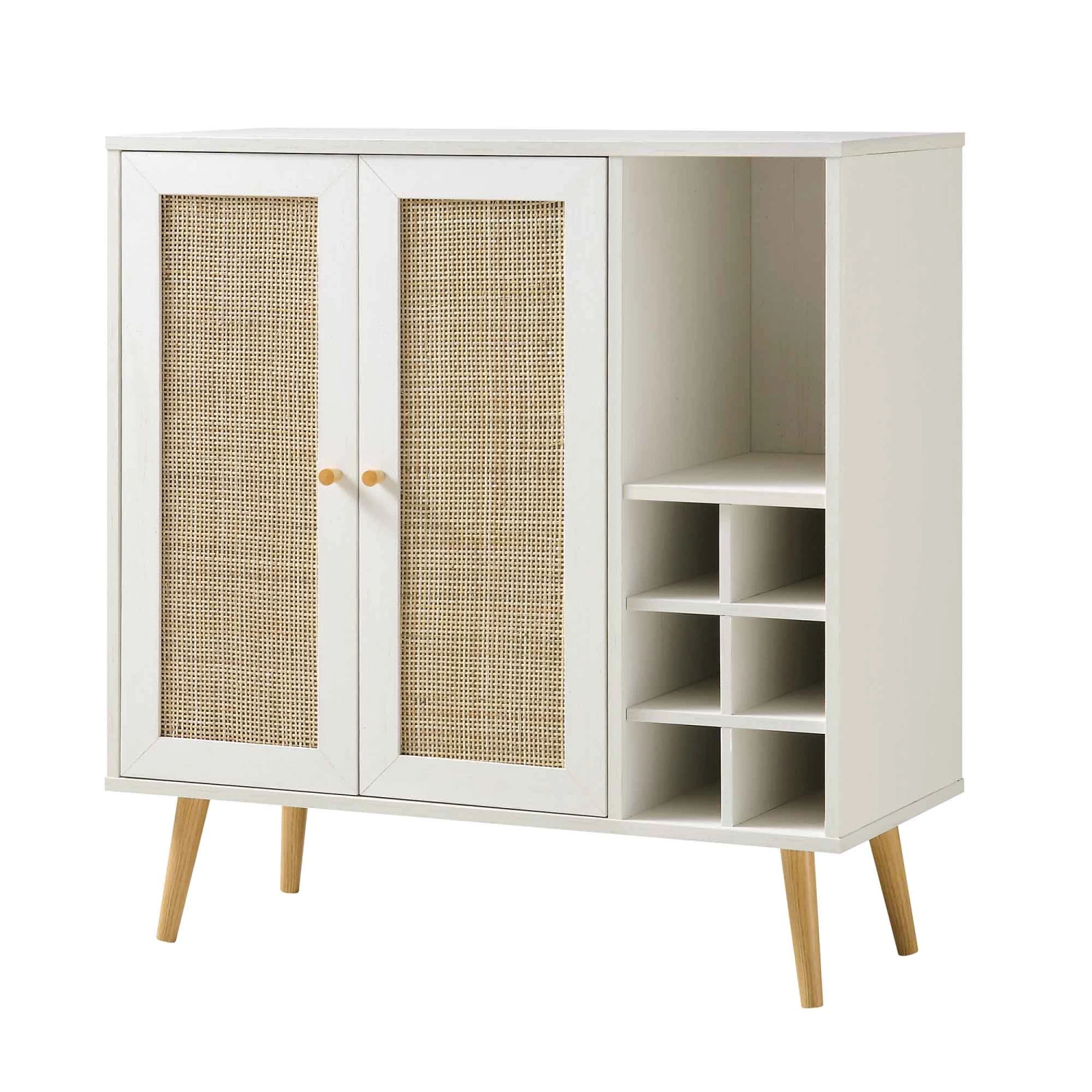 Frances Woven Rattan Drinks Cabinet, White 6 Frances Woven Rattan Drinks Cabinet, White - Image 4