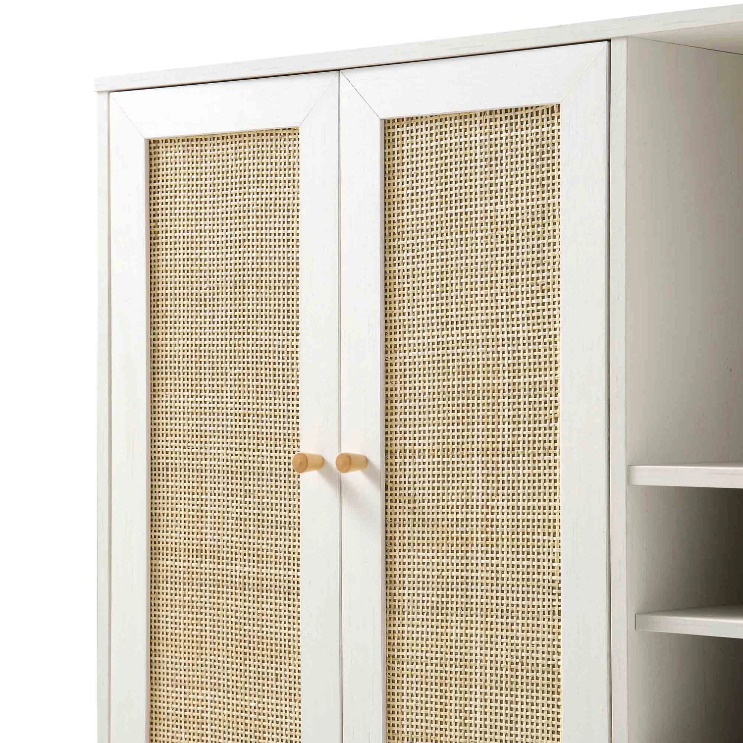 Frances Woven Rattan Drinks Cabinet, White 11 Frances Woven Rattan Drinks Cabinet, White - Image 9