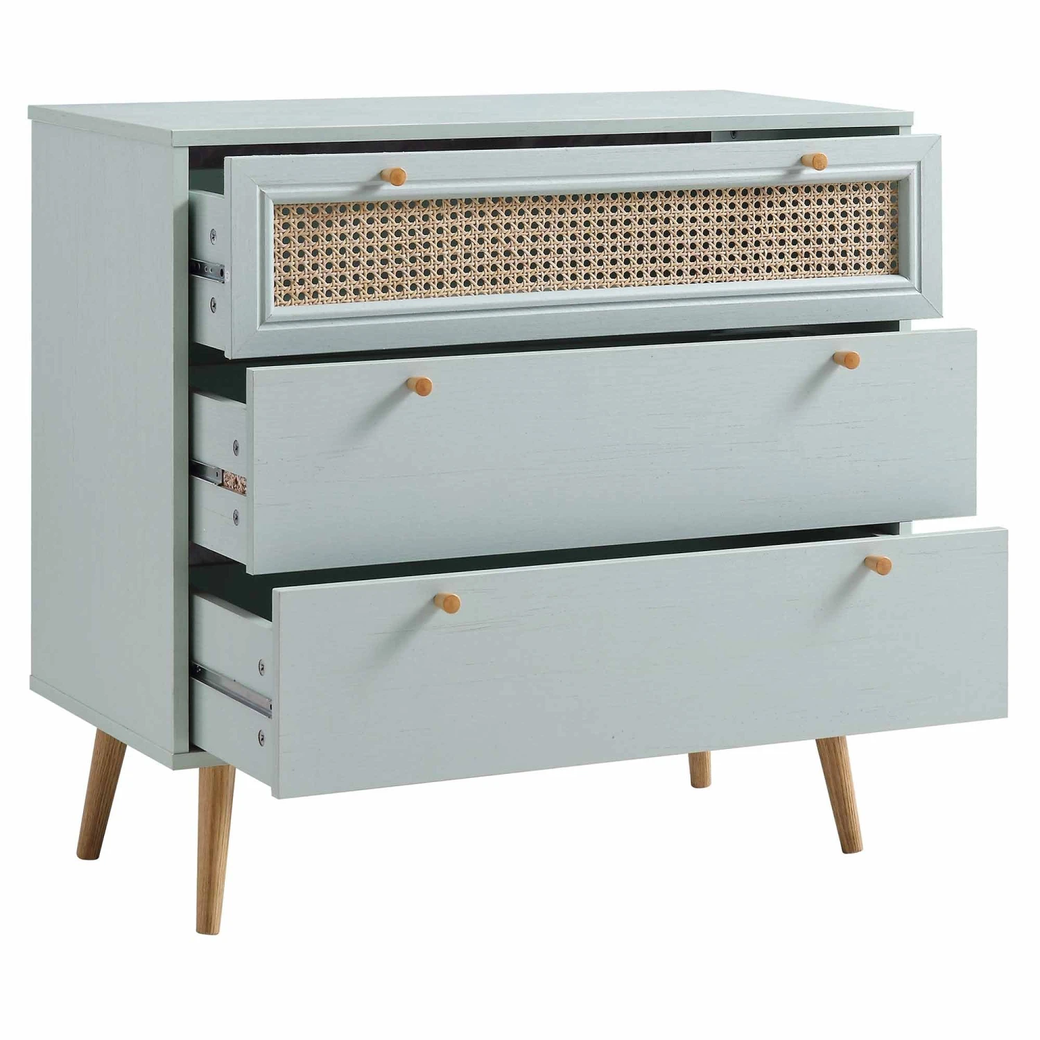 Anya Woven Rattan Chest Of 3 Drawer In Mint Colour 8 Anya Woven Rattan Chest Of 3 Drawer In Mint Colour - Image 6