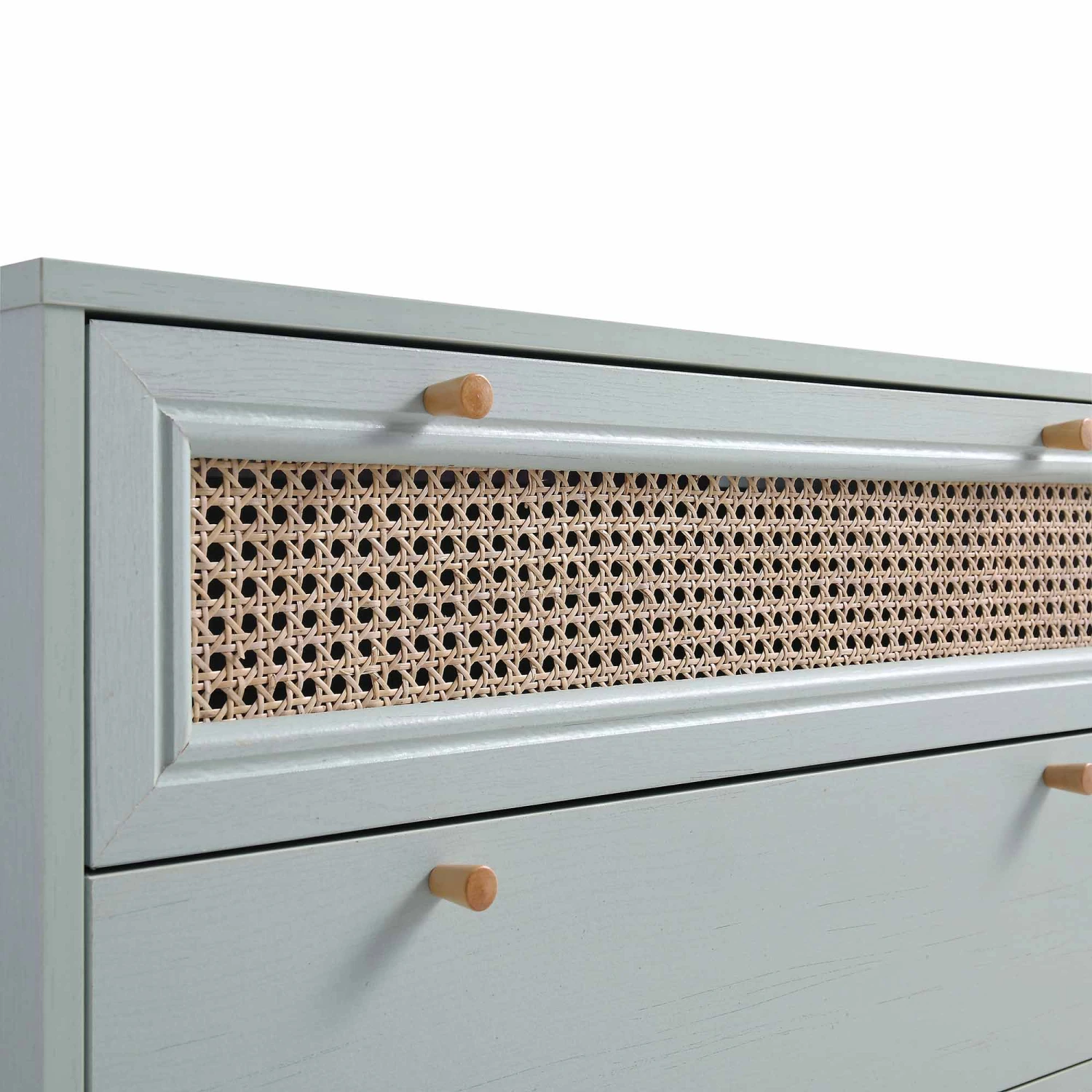 Anya Woven Rattan Chest Of 3 Drawer In Mint Colour 10 Anya Woven Rattan Chest Of 3 Drawer In Mint Colour - Image 8
