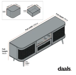 Izzy Curved Rattan 150cm TV Unit, Natural 22 Izzy Curved Rattan 150cm TV Unit, Natural -FINZ Furniture Shop FT CurvedRange FT TV 03
