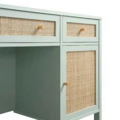 Frances Woven Rattan 3-Drawer Desk, Mint 29 Frances Woven Rattan 3-Drawer Desk, Mint -FINZ Furniture Shop FT DESK 02 SAGE detail1