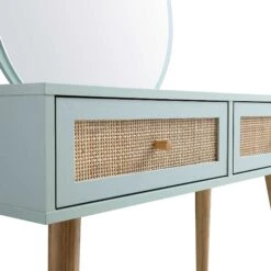 Frances Woven Rattan Dressing Table With Mirror, Mint -FINZ Furniture Shop FT DRTA 01 SAGE detail1