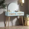 Frances Woven Rattan Dressing Table With Mirror, Mint 1 Frances Woven Rattan Dressing Table With Mirror, Mint -FINZ Furniture Shop FT DRTA 01 SAGE main