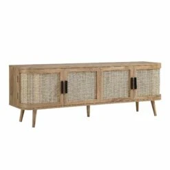Izzy Curved Rattan 160cm Wide TV Unit, Natural 22 Izzy Curved Rattan 160cm Wide TV Unit, Natural -FINZ Furniture Shop FT LGTV 04 NAT WB4