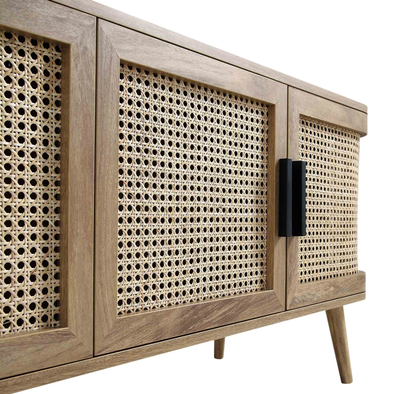 Izzy Curved Rattan 160cm Wide TV Unit, Natural 10 Izzy Curved Rattan 160cm Wide TV Unit, Natural - Image 8