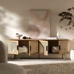 Izzy Curved Rattan 160cm Wide TV Unit, Natural 19 Izzy Curved Rattan 160cm Wide TV Unit, Natural -FINZ Furniture Shop FT LGTV 04 NAT scene2