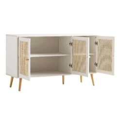 Frances Woven Rattan 3-Door Sideboard, White 18 Frances Woven Rattan 3-Door Sideboard, White -FINZ Furniture Shop FT SB 001 WHITE WB3