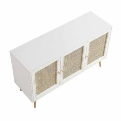 Frances Woven Rattan 3-Door Sideboard, White 19 Frances Woven Rattan 3-Door Sideboard, White -FINZ Furniture Shop FT SB 001 WHITE WB4