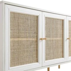 Frances Woven Rattan 3-Door Sideboard, White 21 Frances Woven Rattan 3-Door Sideboard, White -FINZ Furniture Shop FT SB 001 WHITE detail1