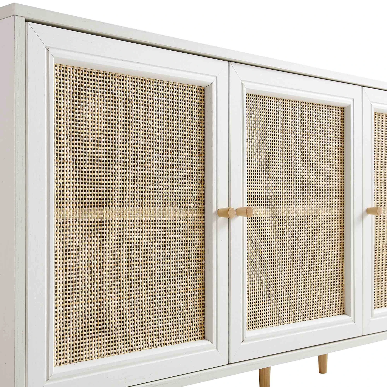 Frances Woven Rattan 3-Door Sideboard, White 11 Frances Woven Rattan 3-Door Sideboard, White - Image 9