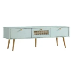 Anya Woven Rattan 3-Drawer TV Unit In Mint 17 Anya Woven Rattan 3-Drawer TV Unit In Mint -FINZ Furniture Shop FT TV 001 SAGE WB2