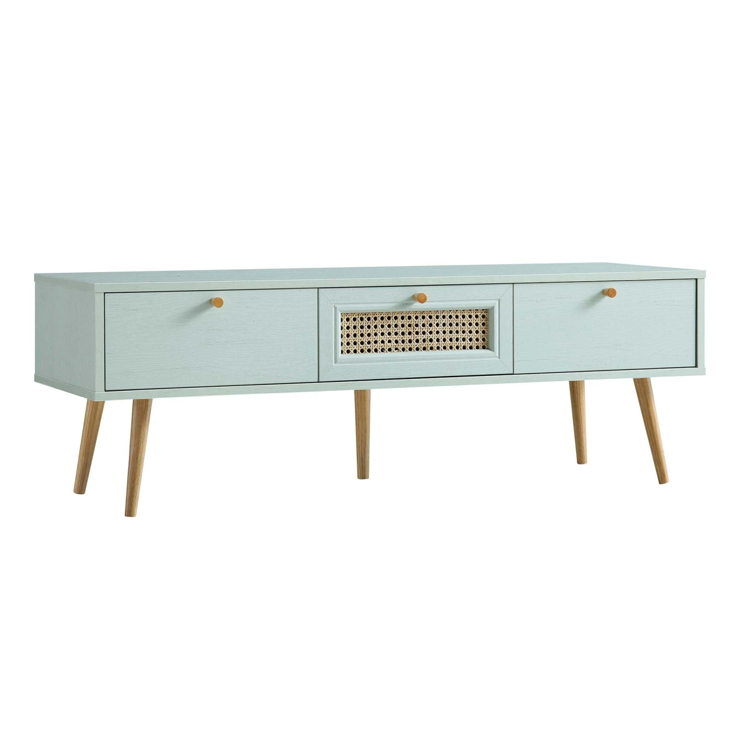 Anya Woven Rattan 3-Drawer TV Unit In Mint 6 Anya Woven Rattan 3-Drawer TV Unit In Mint - Image 4