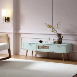 FINZ Furniture Shop 25 Anya Woven Rattan 3-Drawer TV Unit In Mint