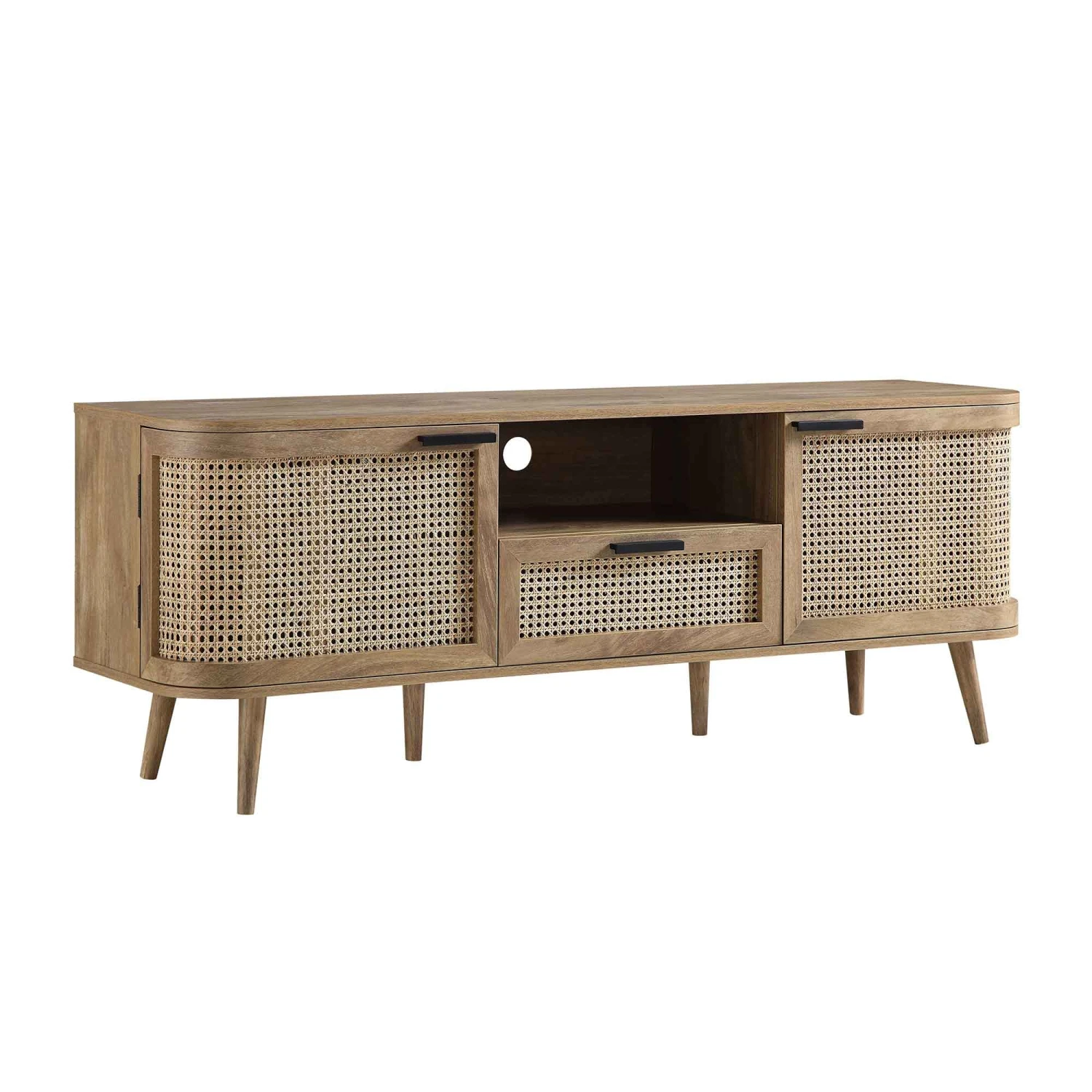 Izzy Curved Rattan 150cm TV Unit, Natural 8 Izzy Curved Rattan 150cm TV Unit, Natural - Image 6
