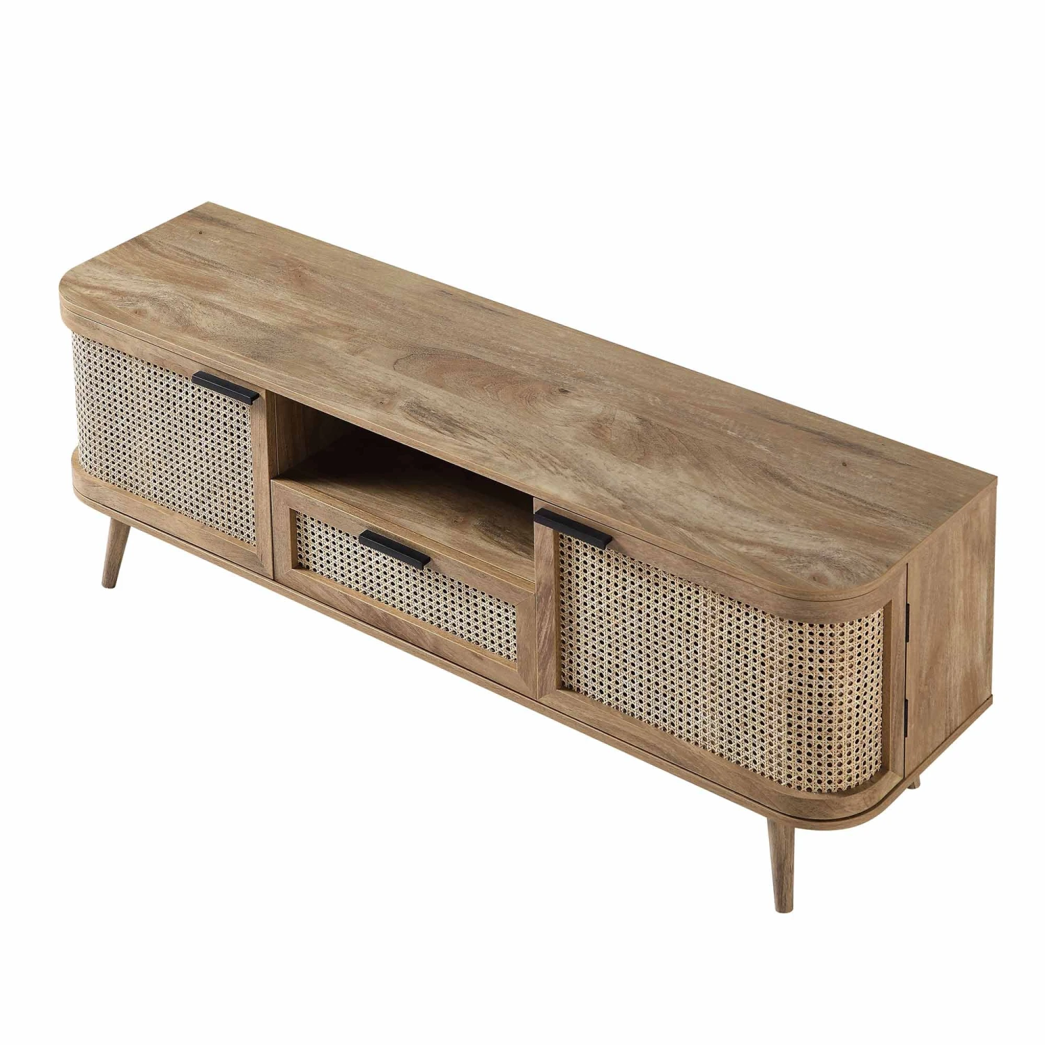 Izzy Curved Rattan 150cm TV Unit, Natural 11 Izzy Curved Rattan 150cm TV Unit, Natural - Image 9