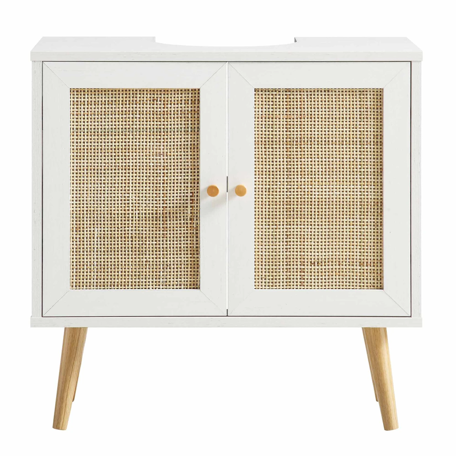 Frances Woven Rattan 2-Door Bathroom Undersink Unit, White 8 Frances Woven Rattan 2-Door Bathroom Undersink Unit, White - Image 6