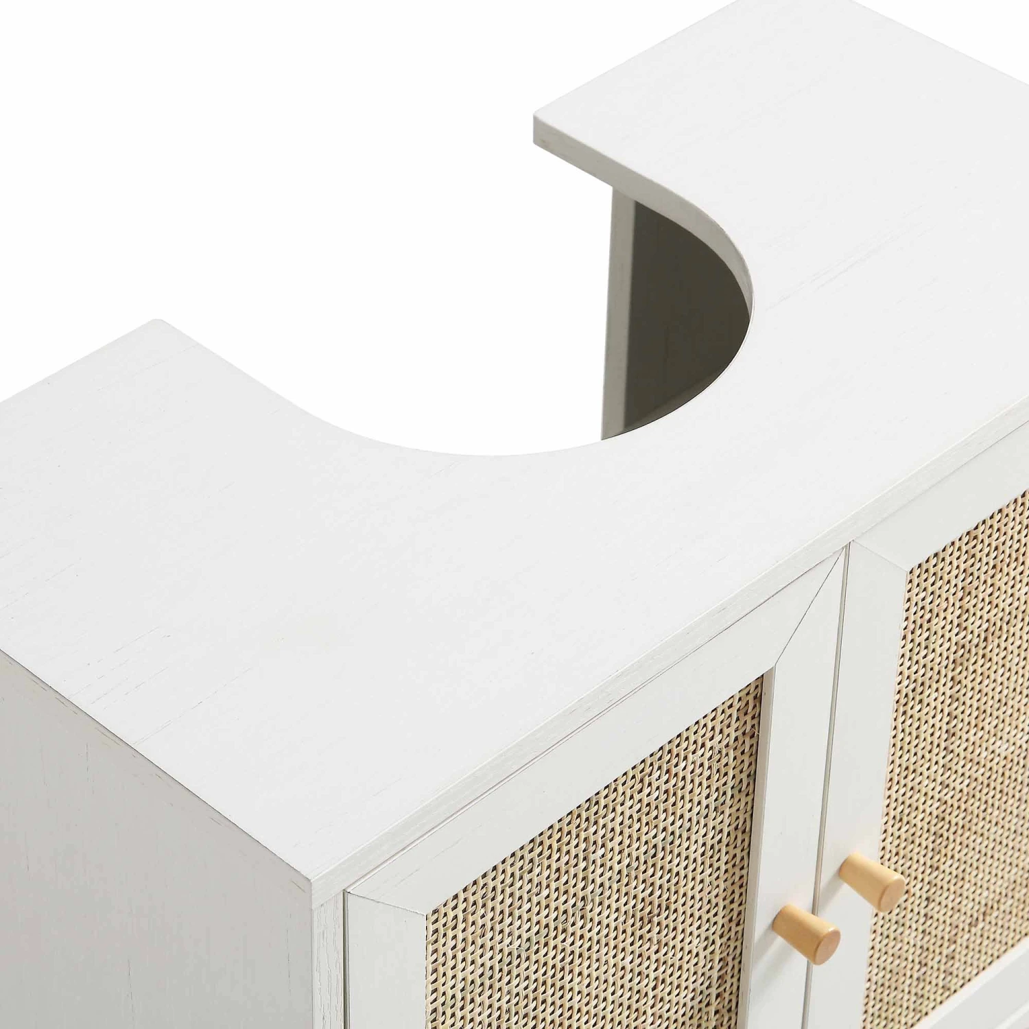 Frances Woven Rattan 2-Door Bathroom Undersink Unit, White 12 Frances Woven Rattan 2-Door Bathroom Undersink Unit, White - Image 10