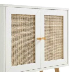 Frances Woven Rattan 2-Door Bathroom Undersink Unit, White 25 Frances Woven Rattan 2-Door Bathroom Undersink Unit, White -FINZ Furniture Shop FT UDS 01 WHITE detail2