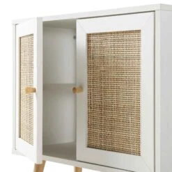Frances Woven Rattan 2-Door Bathroom Undersink Unit, White 26 Frances Woven Rattan 2-Door Bathroom Undersink Unit, White -FINZ Furniture Shop FT UDS 01 WHITE detail3