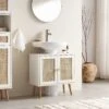 Frances Woven Rattan 2-Door Bathroom Undersink Unit, White