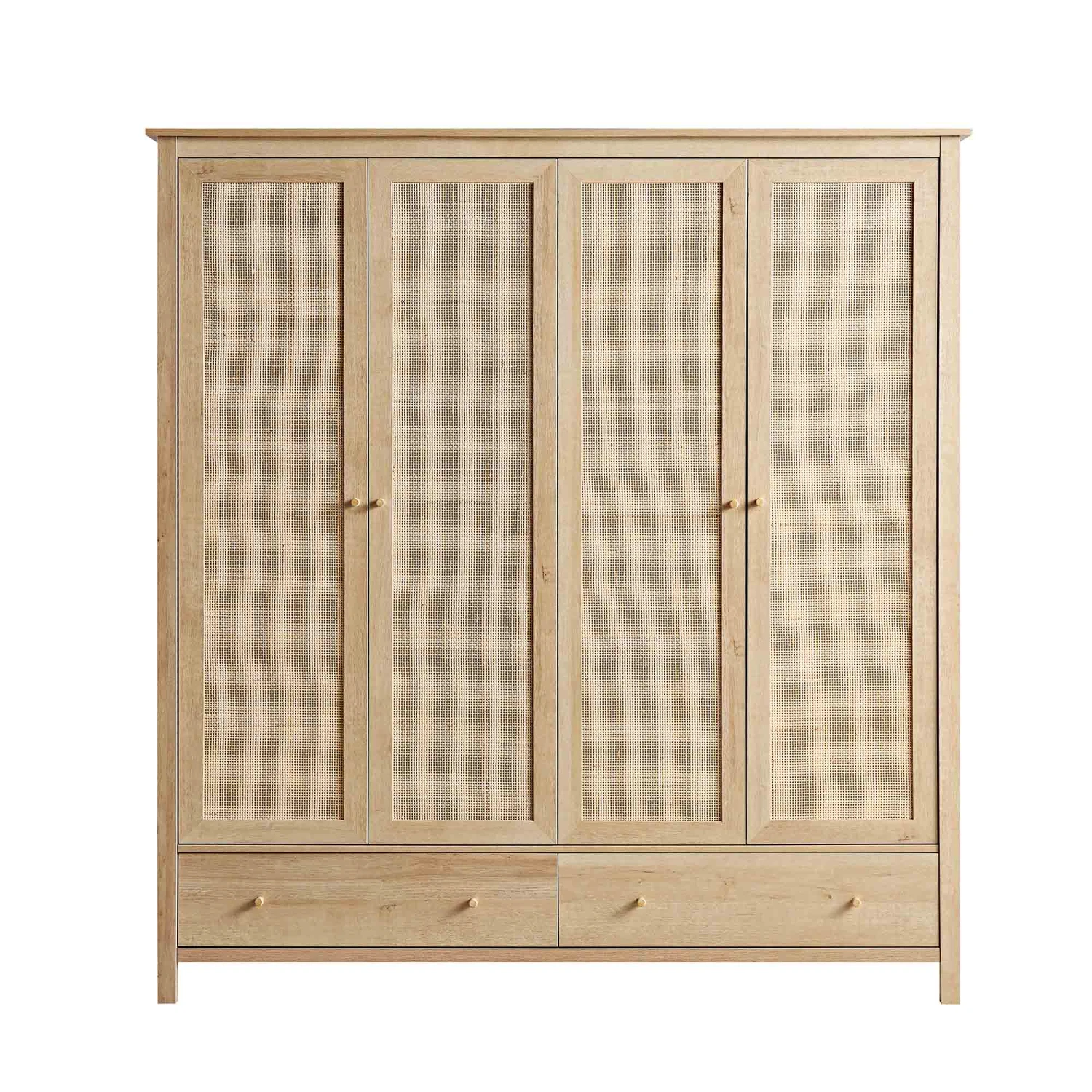 Frances Rattan 4-Door Wardrobe With 2 Drawers, Natural 6 Frances Rattan 4-Door Wardrobe With 2 Drawers, Natural - Image 4
