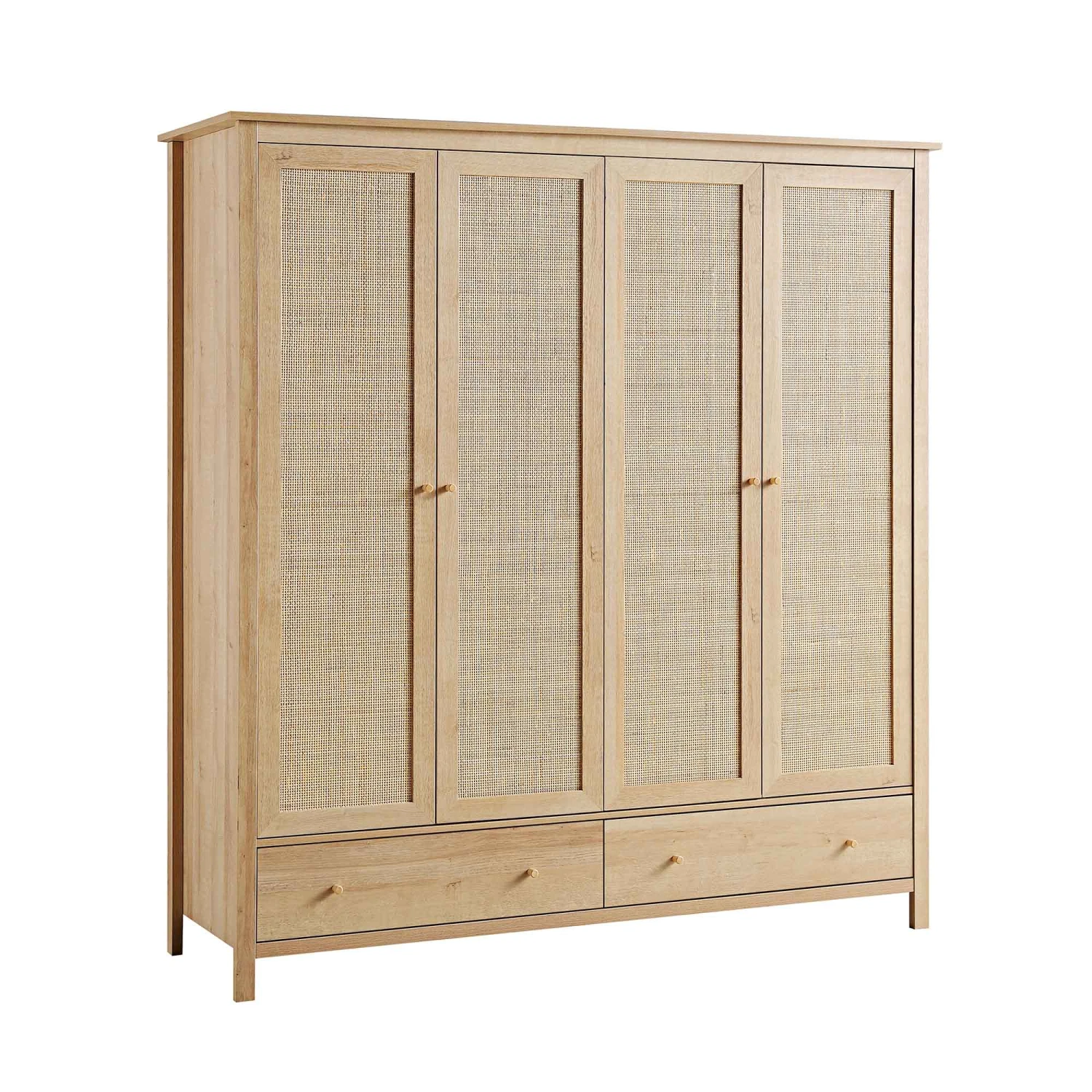Frances Rattan 4-Door Wardrobe With 2 Drawers, Natural 8 Frances Rattan 4-Door Wardrobe With 2 Drawers, Natural - Image 6
