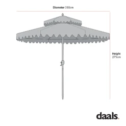 Fabienne Sage Green And White Striped 3M Double Top Crank And Tilt Parasol 20 Fabienne Sage Green And White Striped 3M Double Top Crank And Tilt Parasol -FINZ Furniture Shop FabienneParasolDimDrawing 1 64a9e1ea 0c86 41aa 8021 4bfcfa1c0619
