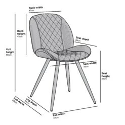Set Of 2 Cosford Diamond Stitch Dining Chairs (Blue Velvet) 15 Set Of 2 Cosford Diamond Stitch Dining Chairs (Blue Velvet) -FINZ Furniture Shop Furniture Dimensions DCH 2092B 2P
