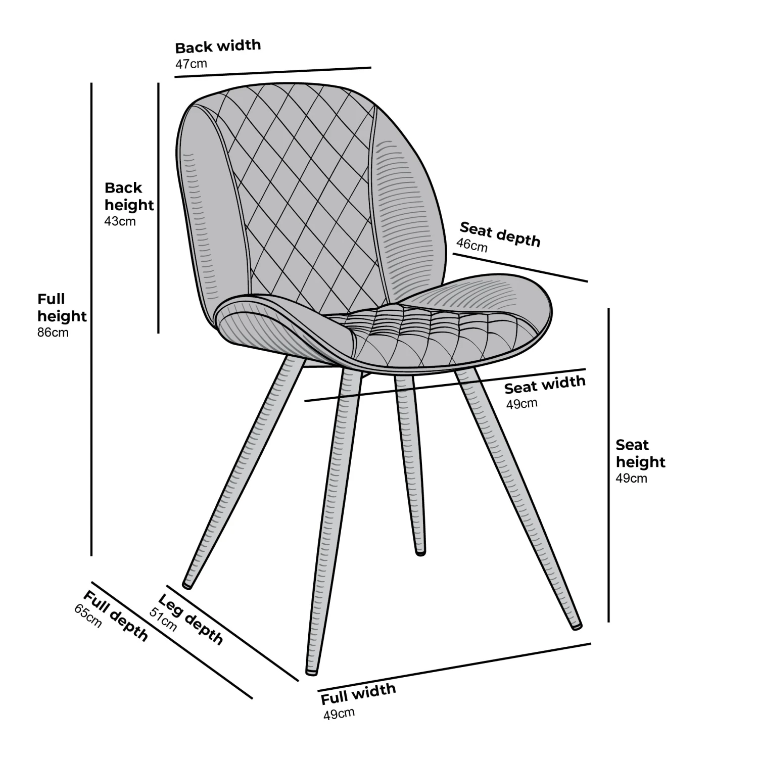 Set Of 2 Cosford Diamond Stitch Dining Chairs (Grey Velvet) 8 Set Of 2 Cosford Diamond Stitch Dining Chairs (Grey Velvet) - Image 6