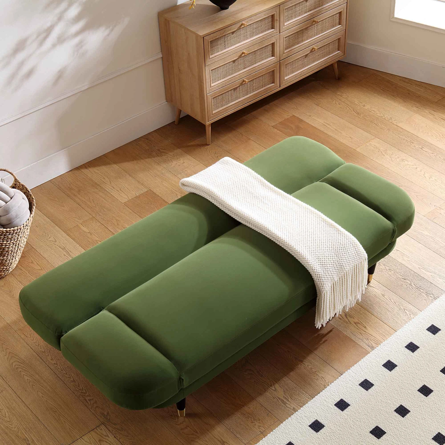 Solna 2-Seater Sofa Bed, Moss Green Velvet 4 Solna 2-Seater Sofa Bed, Moss Green Velvet - Image 3