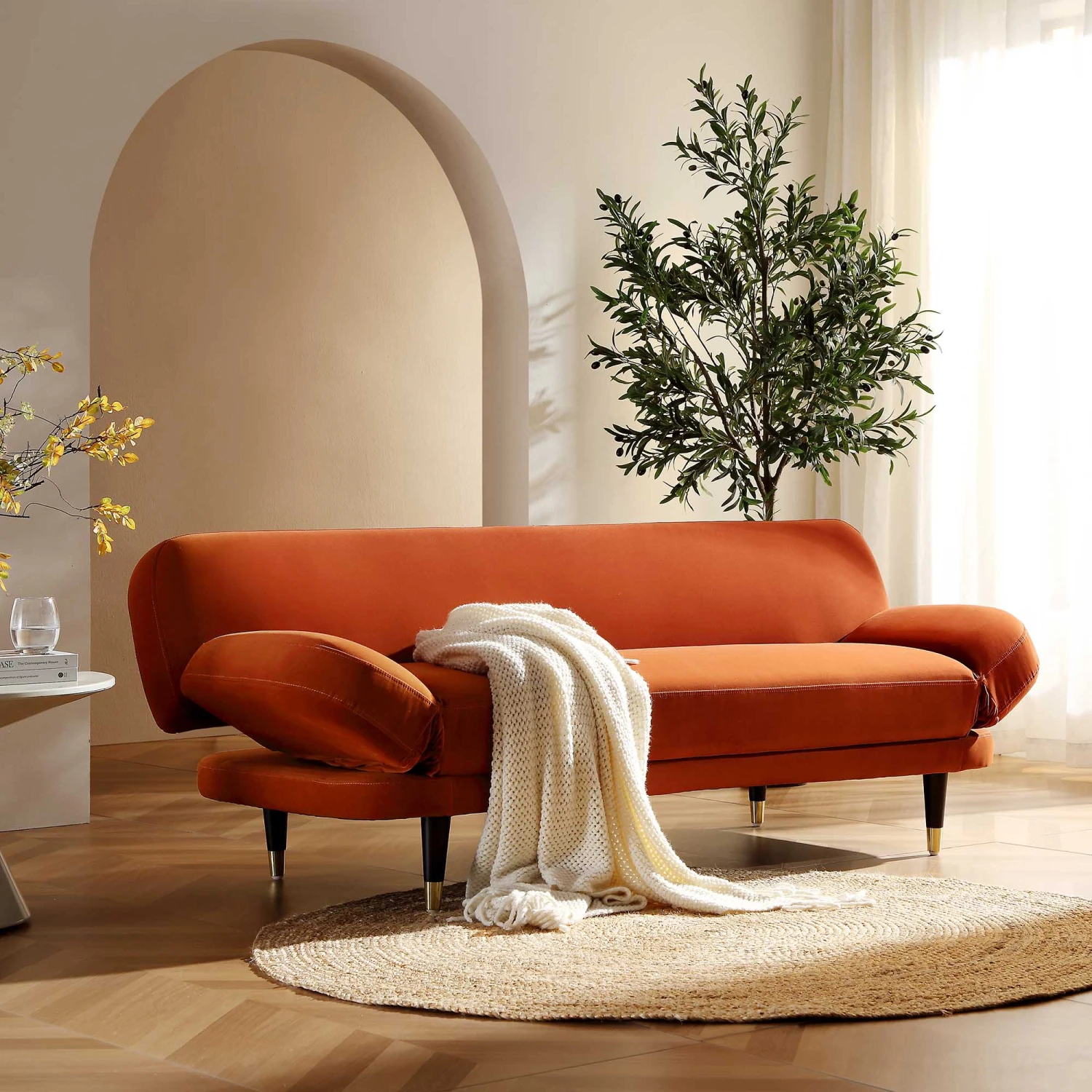 Solna 2-Seater Sofa Bed, Rust Velvet 3 Solna 2-Seater Sofa Bed, Rust Velvet