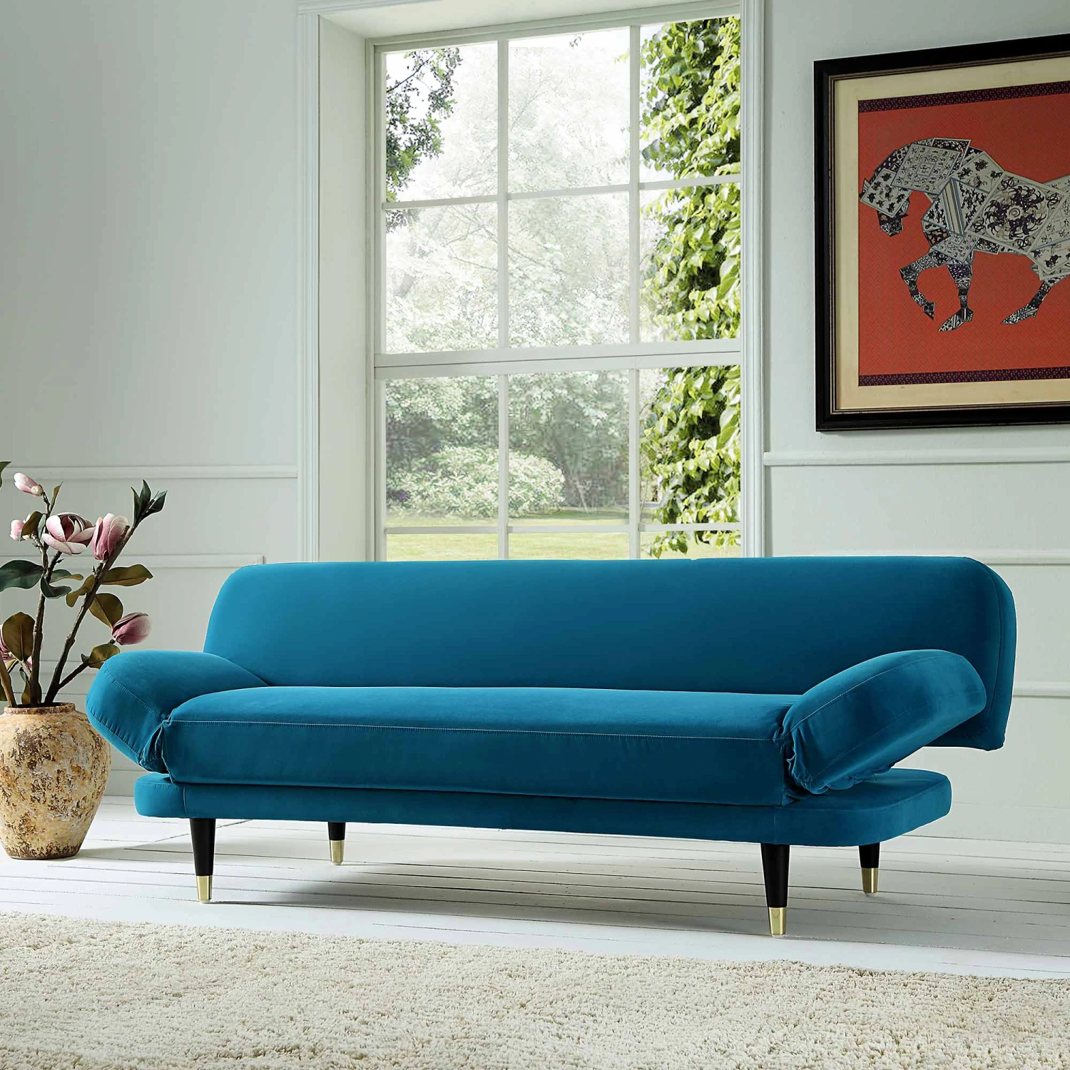 Solna 2-Seater Sofa Bed, Teal Velvet 3 Solna 2-Seater Sofa Bed, Teal Velvet