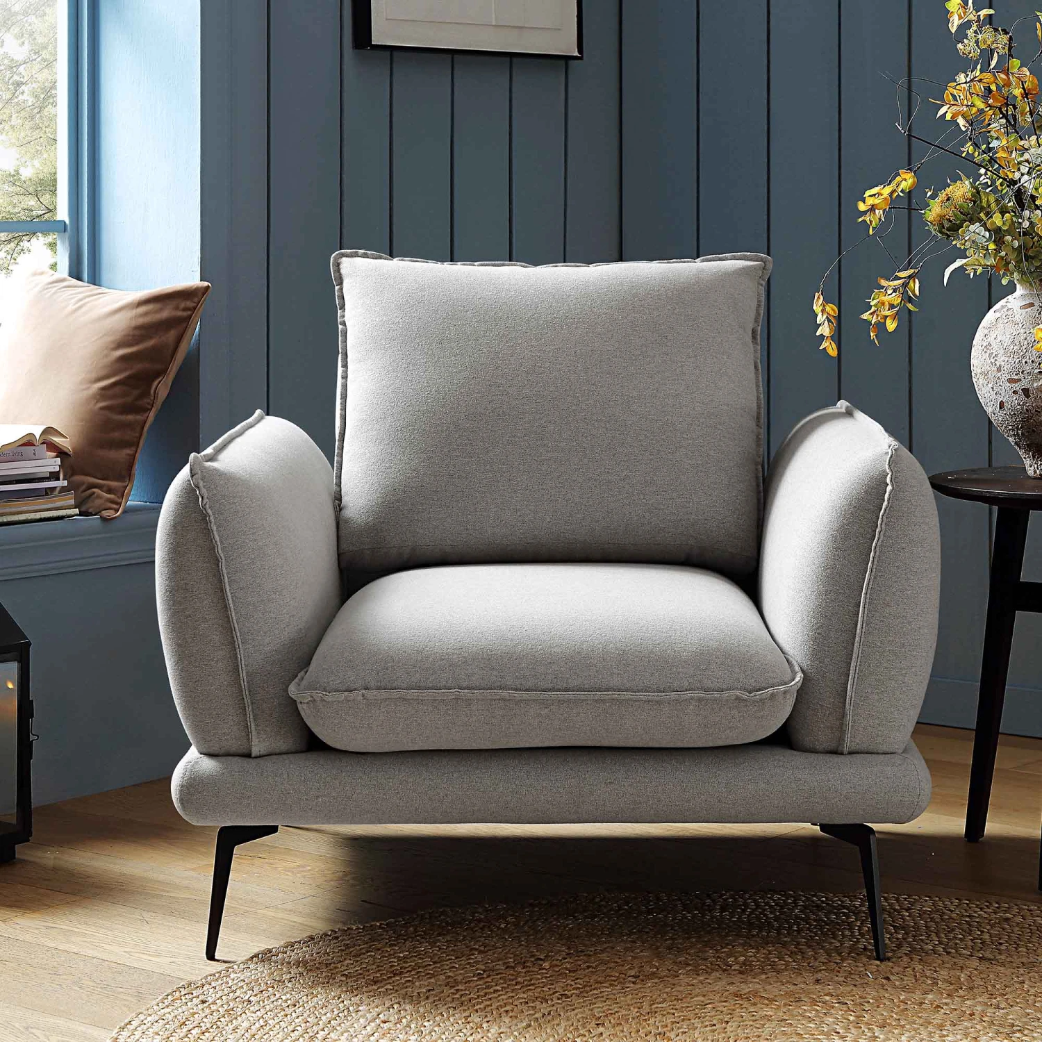 Obriel Grey Marl Fabric Armchair 4 Obriel Grey Marl Fabric Armchair - Image 2