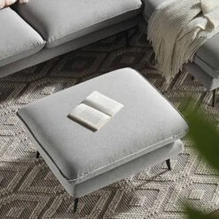 Obriel Grey Marl Fabric Footstool 13 Obriel Grey Marl Fabric Footstool -FINZ Furniture Shop GCSF 2299 GREY FAB STOOL scene2