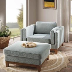 Dipley Sage Fabric Sofa, 1-Seater -FINZ Furniture Shop GCSF 2339 SAGE WOV 1ST scene2