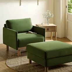 Timber Fern Green Velvet Armchair 16 Timber Fern Green Velvet Armchair -FINZ Furniture Shop GCSF 2348 MOSS VEL 1ST scene2