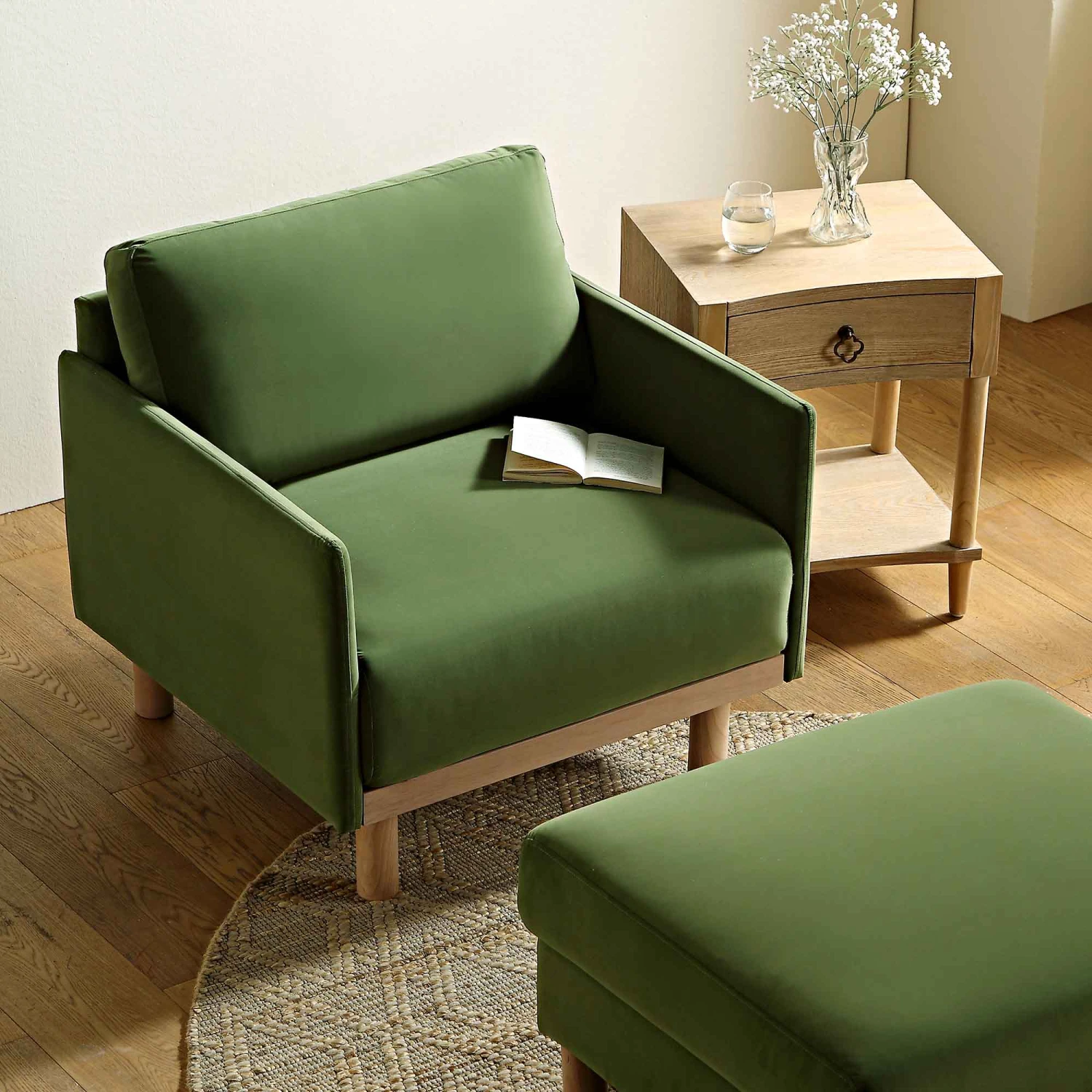 Timber Fern Green Velvet Armchair 6 Timber Fern Green Velvet Armchair - Image 4