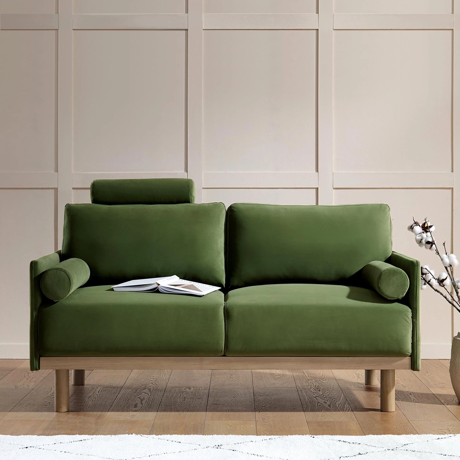 Timber Fern Green Velvet Sofa, 2-Seater 3 Timber Fern Green Velvet Sofa, 2-Seater