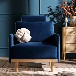 Timber Navy Blue Velvet Armchair 15 Timber Navy Blue Velvet Armchair -FINZ Furniture Shop GCSF 2348 NAVY VEL 1ST scene1