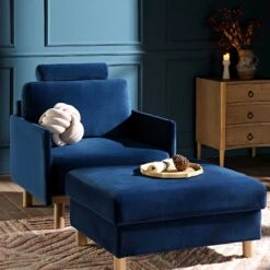 Timber Navy Blue Velvet Armchair 16 Timber Navy Blue Velvet Armchair -FINZ Furniture Shop GCSF 2348 NAVY VEL 1ST scene2
