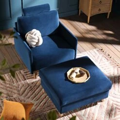 Timber Navy Blue Velvet Armchair 17 Timber Navy Blue Velvet Armchair -FINZ Furniture Shop GCSF 2348 NAVY VEL 1ST scene3