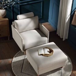 Timber Oatmeal Fabric Armchair -FINZ Furniture Shop GCSF 2348 OAT FAB 1ST scene3